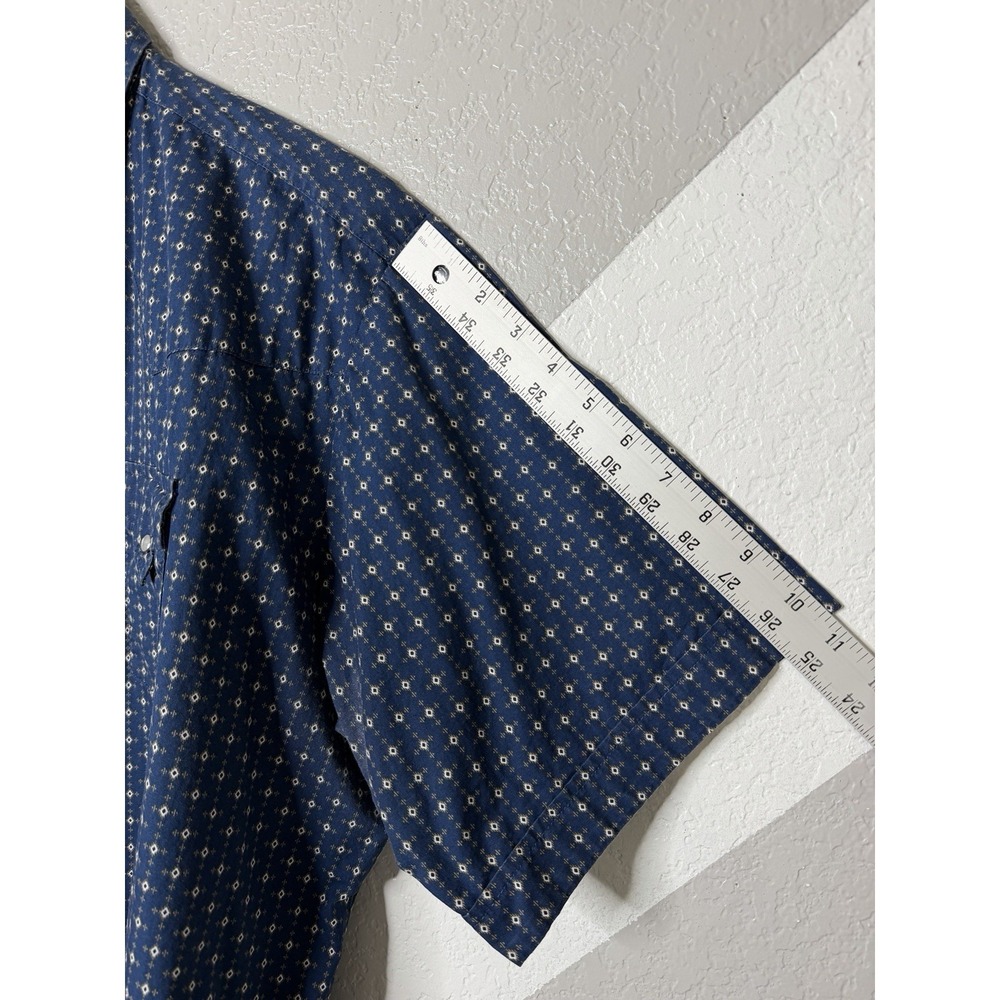 Ely Cattleman Mens Blue Geometric Pearl Snap Western Shirt Short Sleeve XXL 2XL - Picture 14 of 14